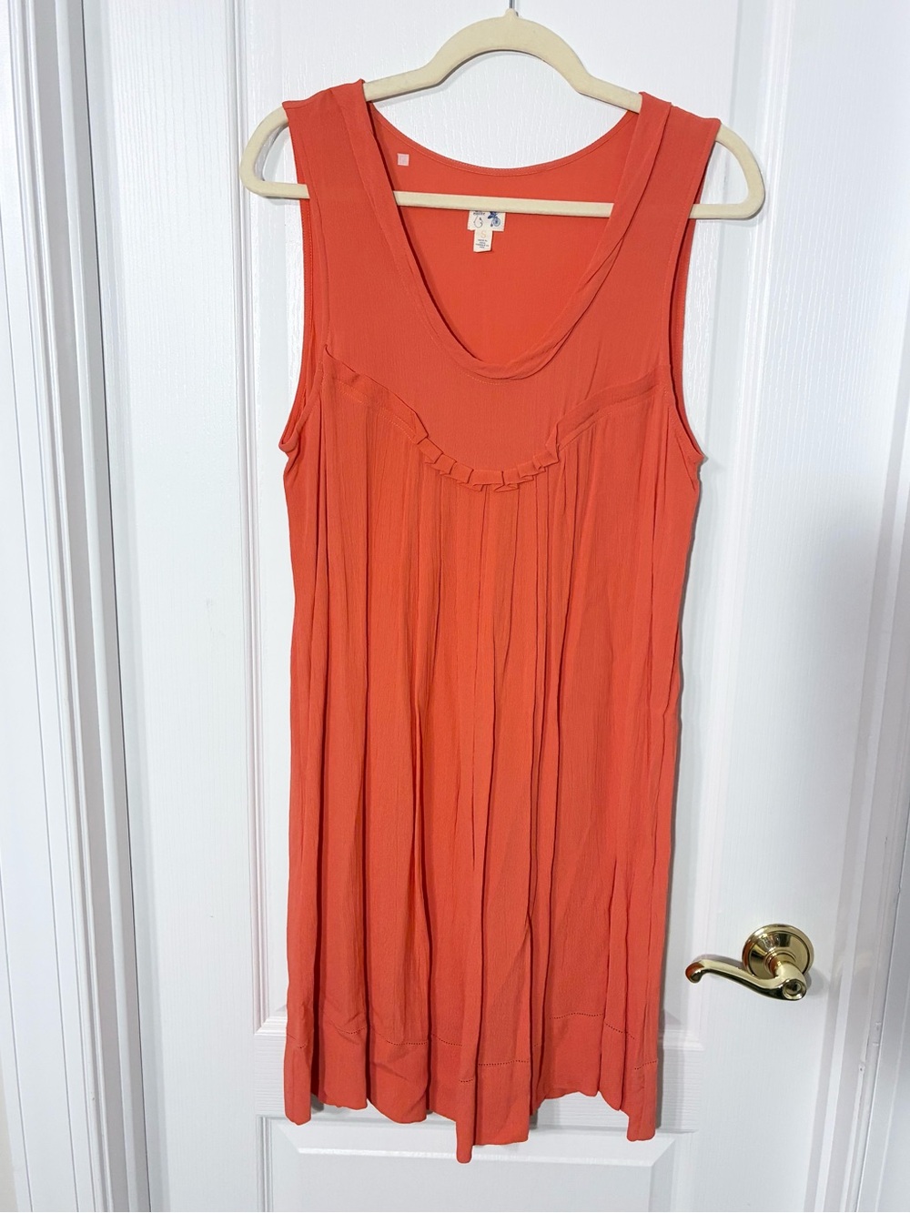 Anthro Edme & Esyllte Eyelet Trim Sleeveless Dress Orange Size Small